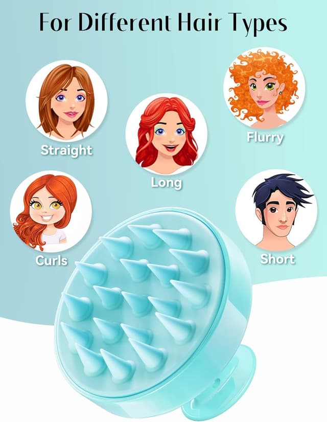 Detalle 2 de HEETA Scalp Massager Shampoo Brush with Soft Silicone Bristles (Pet-Green) for Hair Care & Relaxation