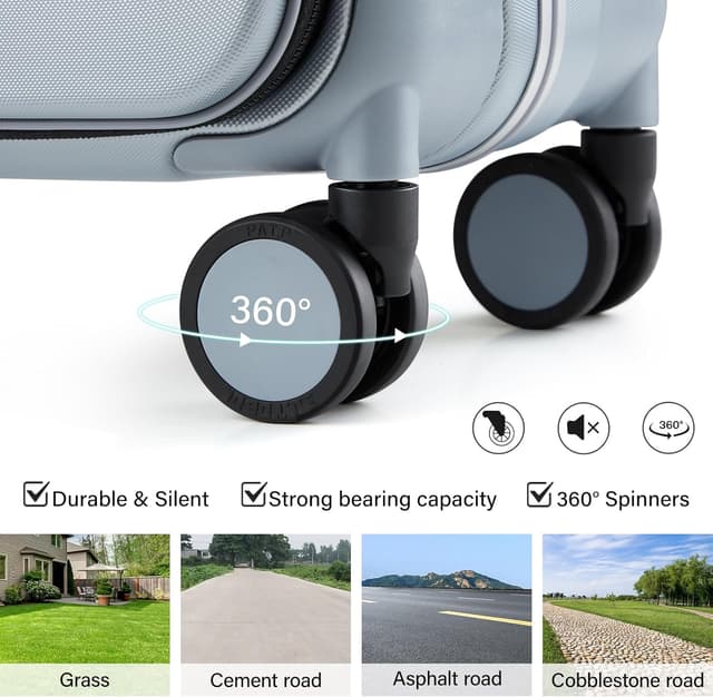 Detalle de Hanke Top Opening Carry On Luggage (20 Inch, 40L) — All-PC Hard Shell with Spinner Wheels and TSA-Approved Locks (Grey)