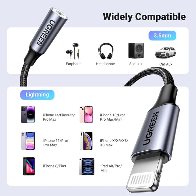 Thumbnail 4 de UGREEN Lightning to 3.5mm Headphone Adapter 1m