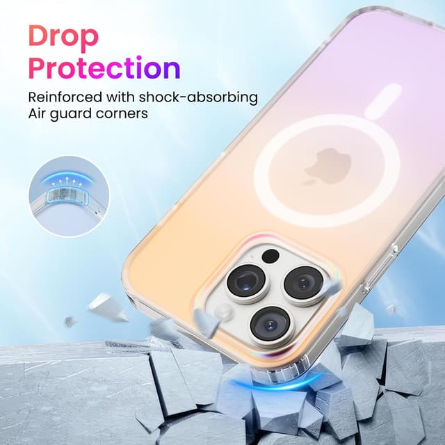 Detalle 2 de ORNARTO MagSafe case for iPhone 16 Pro Max – shockproof rainbow sunset cover