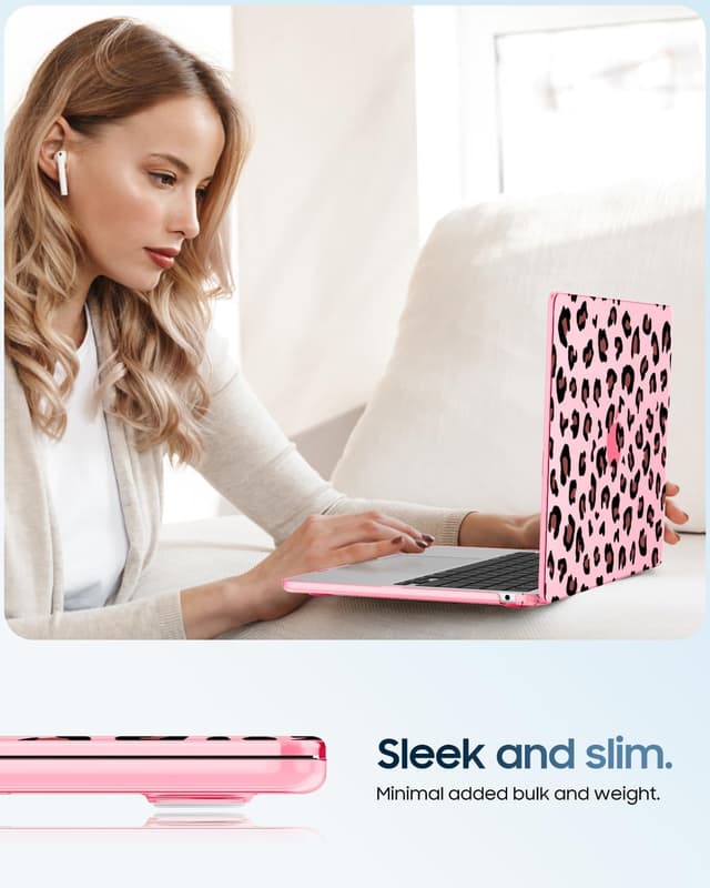 Detalle 2 de FINTIE Hard Shell Case for 13.6-inch MacBook Air (M5 2026/M4 2025/M3 2024/M2 2022) in Pink Leopard