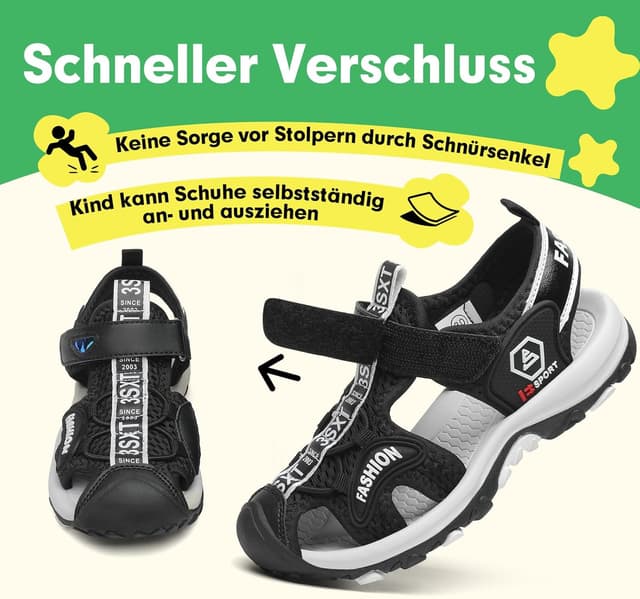 Detalle de SAGUARO geschlossene Sandalen für Kinder – atmungsaktiv, gepolstert und mit griffiger Gummisohle
