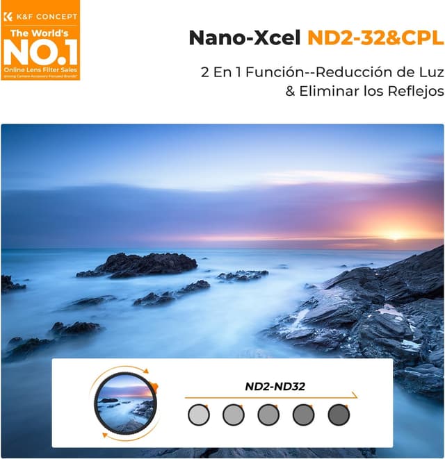 Thumbnail 1 de K&F CONCEPT Nano-Xcel 43MM Filtro CPL ND2-32