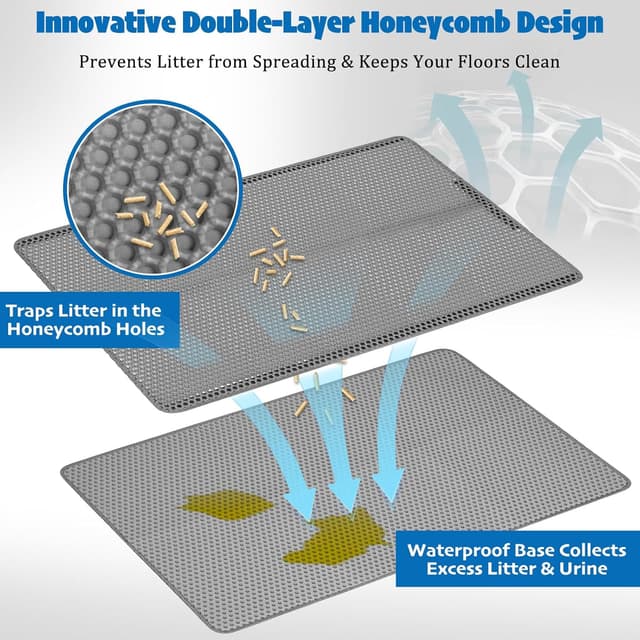 Thumbnail 1 de Tappetino lettiera gatti doppio strato 90x60 cm 🐾