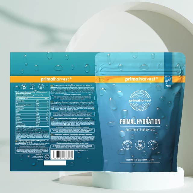 Detalle de Primal Harvest Primal Hydration – elektrolytisches isotonisches Getränk in Einzelportionen (30 Portionen)