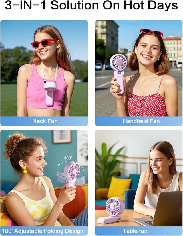 Thumbnail 4 de 3-IN-1 Mini Portable Handheld Fan 21h Runtime 🌬