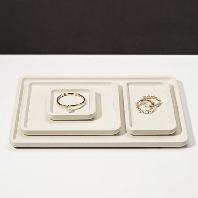 Thumbnail 1 de Papten Bandeja apilable para joyas de microfibra, beige, 35x24cm