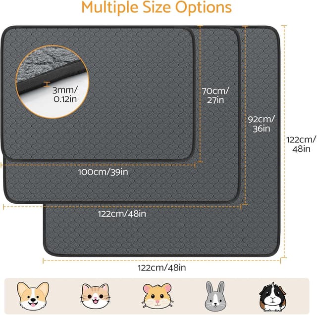Detalle 2 de Maxetodo 2 tappetini igienici per animali domestici 70x100 cm, 4 strati lavabili e antiscivolo (grigio)