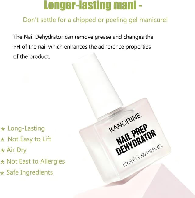 Detalle de Kanorine Natural Nail Prep : set déshydratant sans acide + apprêt (primer) pour vernis semi-permanent, gel et acrylique
