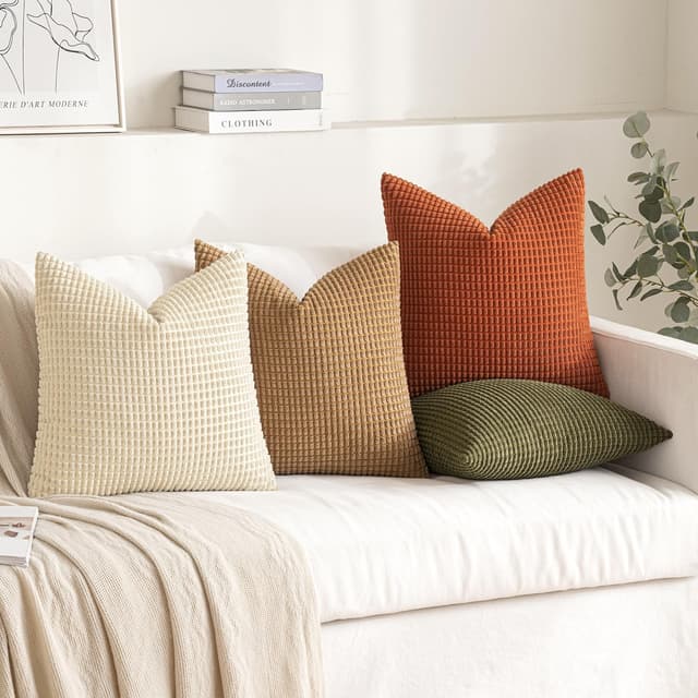 Thumbnail 6 de MIULEE 4er Set Kissenbezug im Kordsamt-Look (40x40 cm) braun & grün