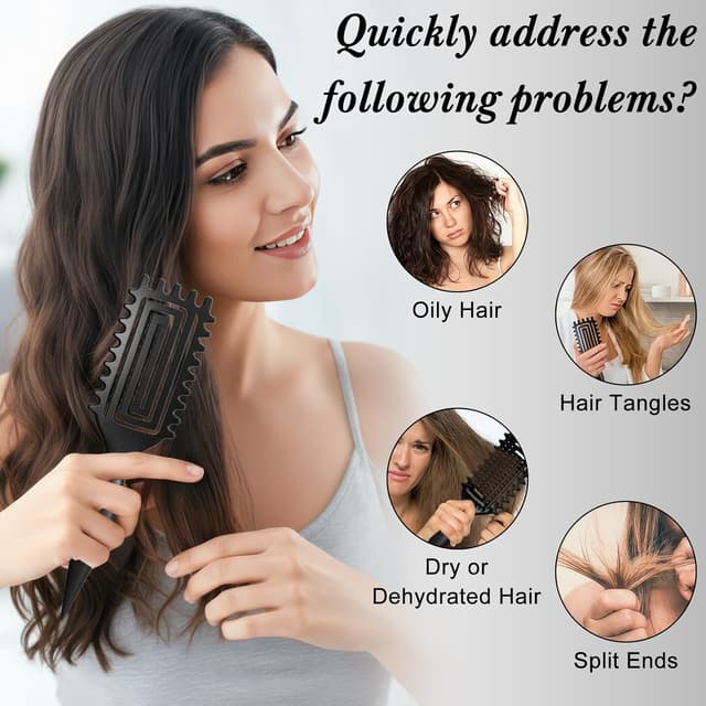 Thumbnail 6 de Brosse à boucles noire pour démêlage doux (poignée ergonomique, antistatique)