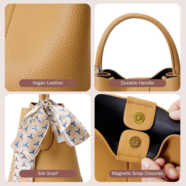 Detalle 2 de VMEECARL Damen Kleinhandtasche (veganes Material) als Bucket-, Crossbody- & Schultertasche