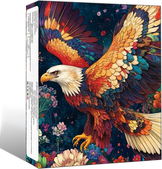 Detalle 2 de HUADADA 1000-Piece Jigsaw Puzzle for Adults – Colourful Eagle (70 x 50 cm)