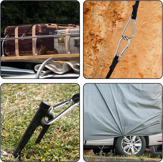 Detalle 2 de URAQT corda elastica con 4 corde elastiche e moschettoni, tenditore elastico da 60 cm