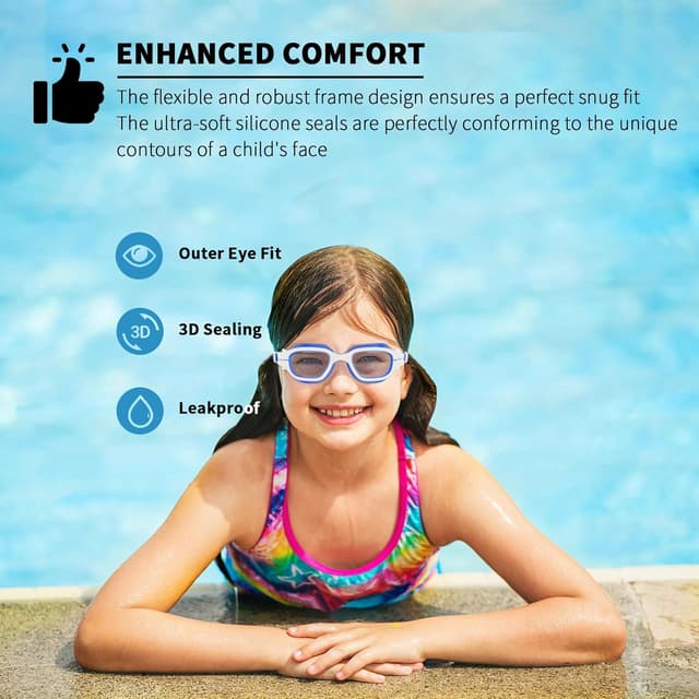 Thumbnail 1 de BEEWAY Kids Swimming Goggles 6-14 Wide View