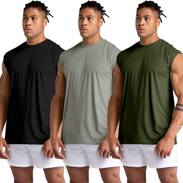 Detalle de Holure men’s cotton gym tank tops (1, 3 or 5 pack) – sleeveless workout muscle tees