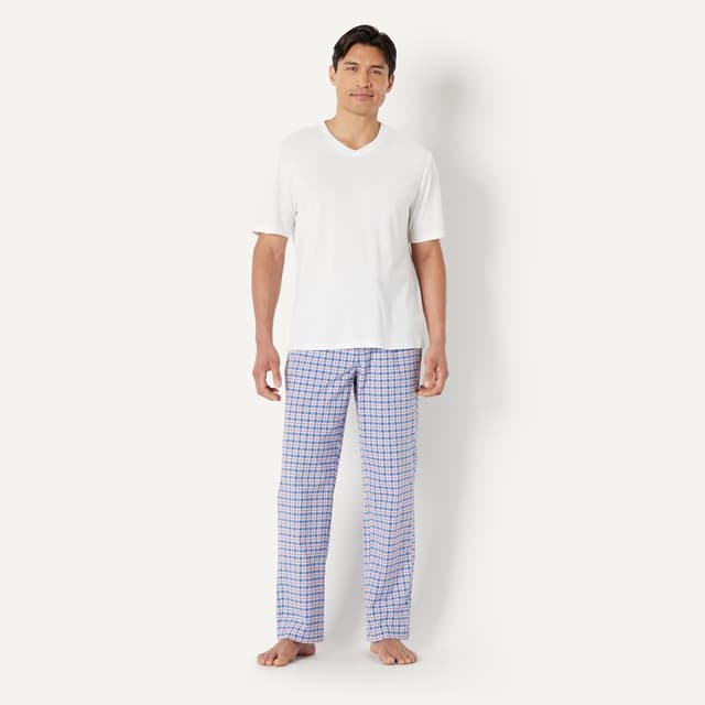 Detalle de Amazon Essentials men’s cotton stretch poplin pyjama set with jersey T-shirt