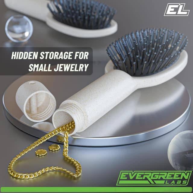Detalle de Evergreen Labs Hair Brush with Secret Compartment (Small) – Discreet hidden safe for small valuables