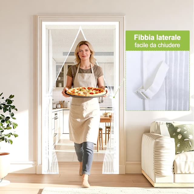 Detalle 2 de JANORS Zanzariera Porta Finestra 120x220 cm magnetica con chiusura automatica e fissaggio senza fori