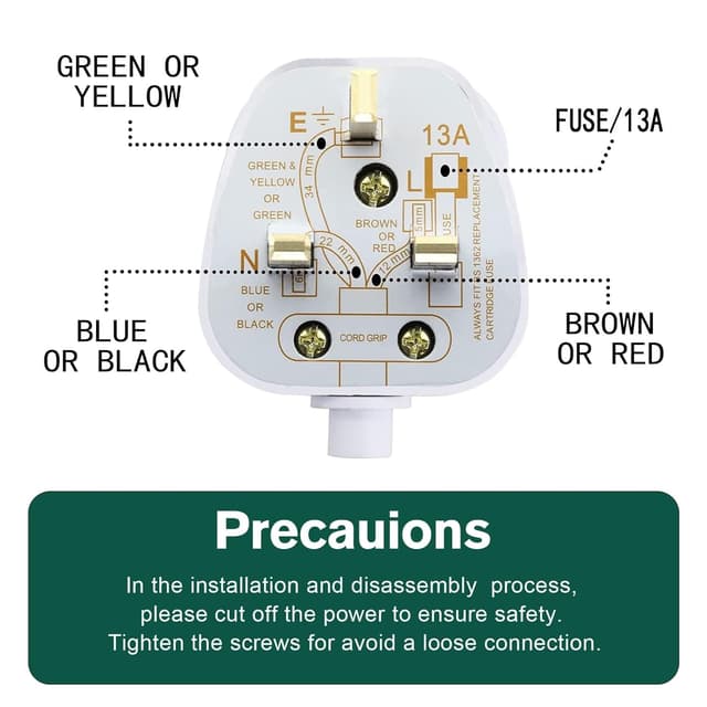 Detalle 2 de 13 Amp fused UK 3 pin plug, 4 pack