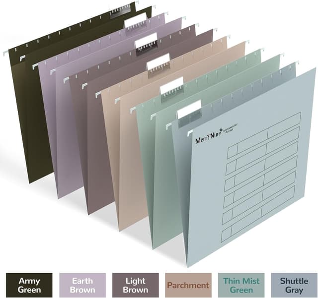 Detalle de MerryNine A4 Suspension Files (24 Pack) with Tabs & Card Inserts for Cabinet Hanging Storage