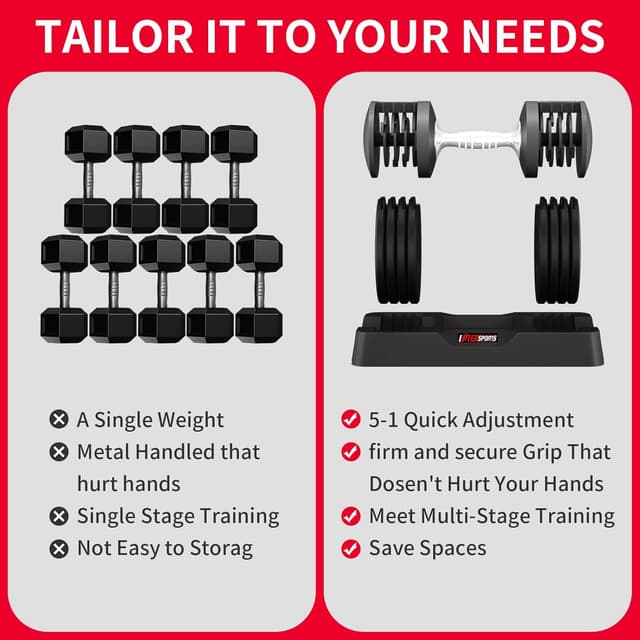 Detalle 1 de EnterSports Adjustable Dumbbells 12kg set