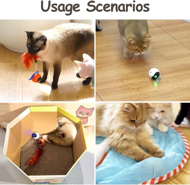 Detalle 2 de Migipaws Interactive Cat Ball Toy Set (Orange) – automatic rolling chase ball with fluffy tail