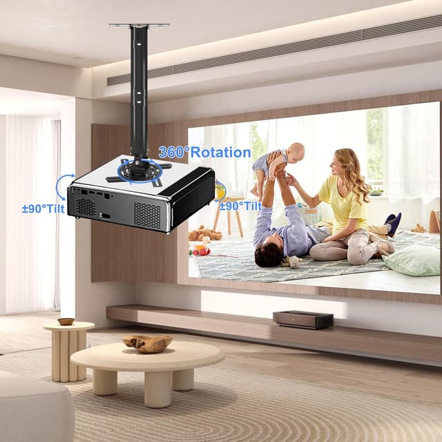 Detalle de suptek Beamer-Deckenhalterung PR05LB (780–1250 mm), 360° drehbar, bis 13,6 kg, schwarz