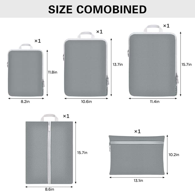 Detalle 2 de Compression packing cubes, 5 pack organisers