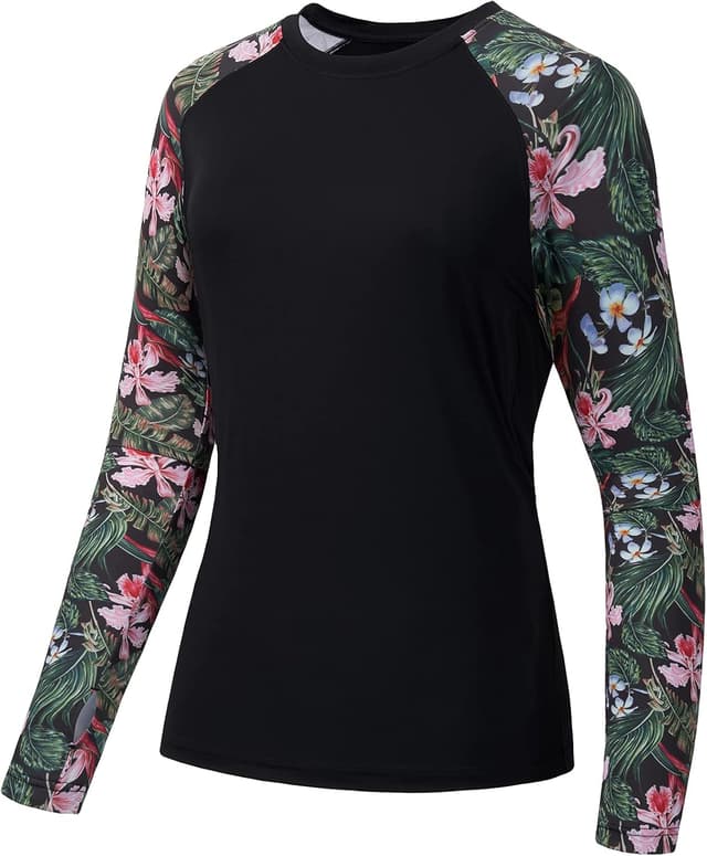 Detalle de Bassdash Damen Rash Guard mit UPF 50+ UV-Schutz (Langarm, Tarnmuster) für Angeln & Wandern