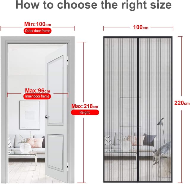 Detalle de MYCARBON zanzariera magnetica 100x220 cm porta finestra: adesiva, traspirante e richiudibile senza mani