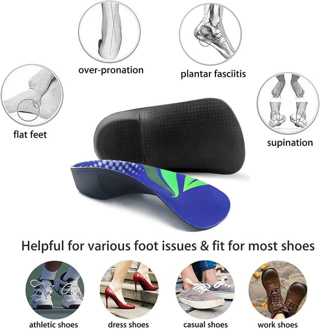 Detalle de RooRuns Orthotic Insoles (3/4 High Arch Support) for Plantar Fasciitis & Flat Feet