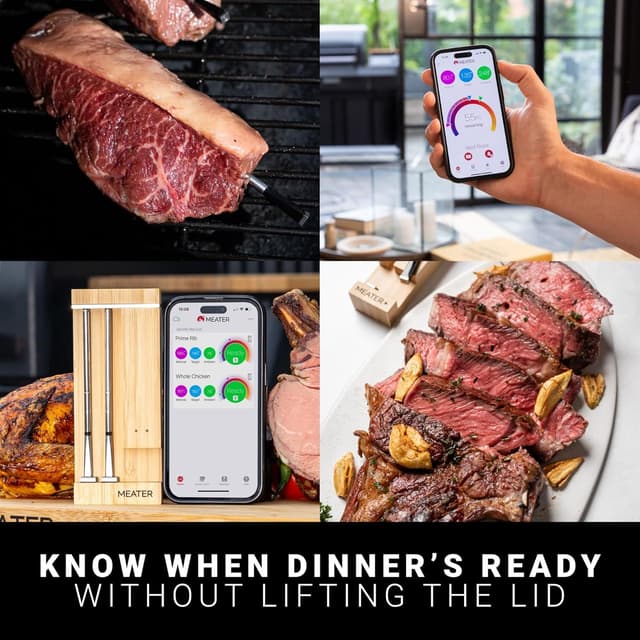 Detalle de MEATER Pro Duo smart wireless meat thermometer with dual probes (1000°F high-heat resistant)