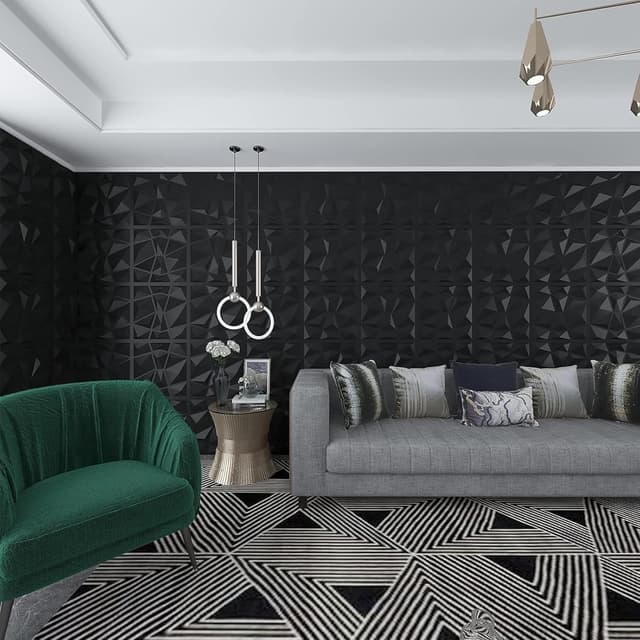 Thumbnail 4 de Lot de 12 panneaux muraux 3D noir