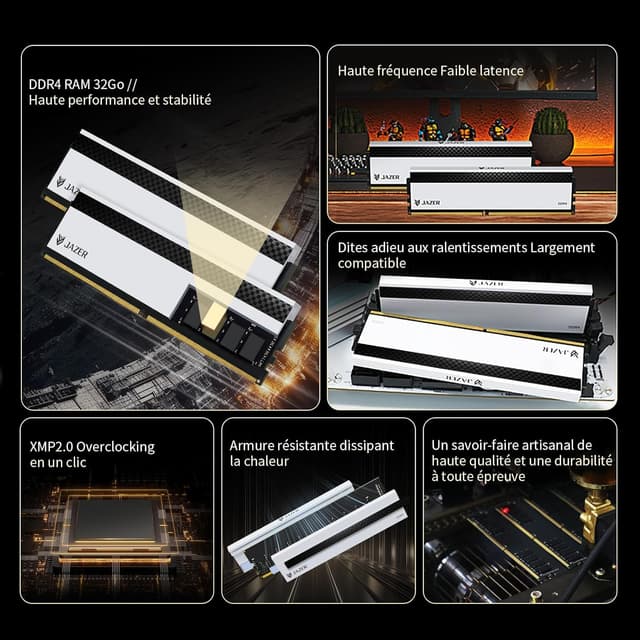 Detalle de Mémoire RAM JAZER DDR4 32 Go 3200 MHz