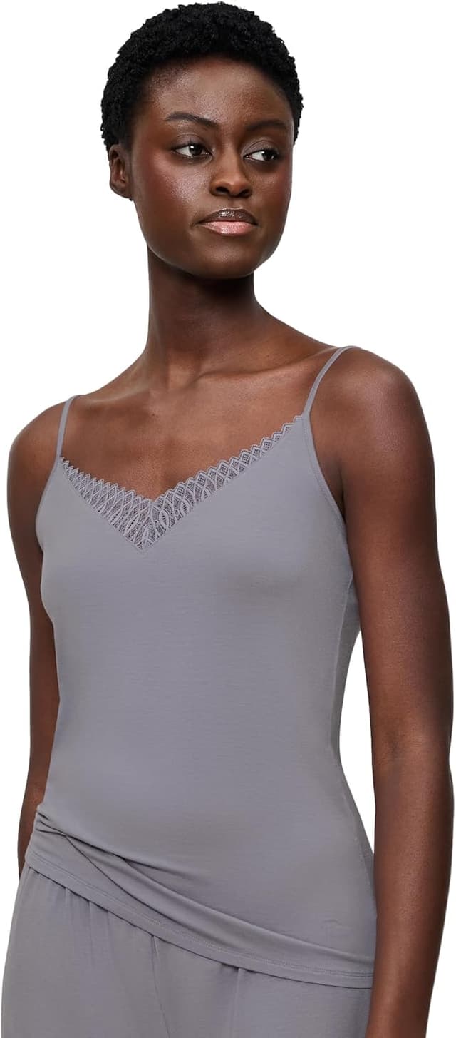 Detalle de Triumph Damen Aura Spotlight Camisole Pajama Top – Grey Shadow