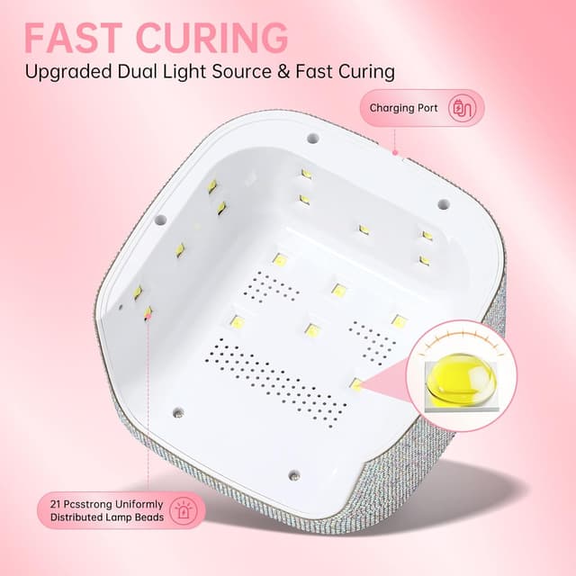 Detalle de CHRISTINE SHELLY 48W Gel Nail Lamp with Auto Sensor, 365nm/405nm and LCD Touch Timers