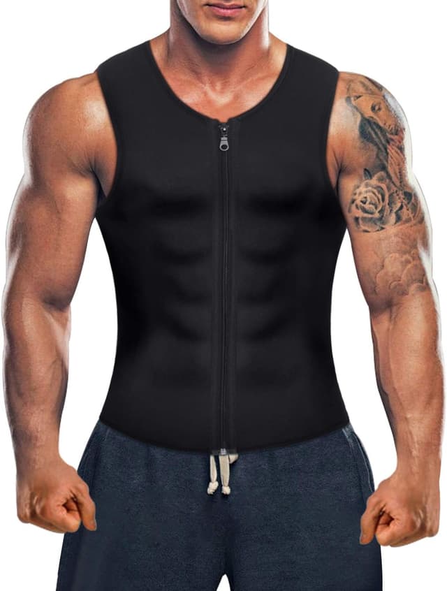 Detalle de Junlan Canottiera dimagrante uomo in neoprene con effetto sauna e cerniera anteriore