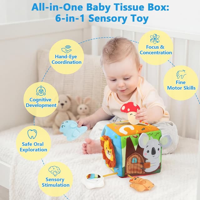 Thumbnail 6 de URMYWO Baby Tissue Box Toy (Montessori Sensory Toy Set for Ages 6–12 Months)