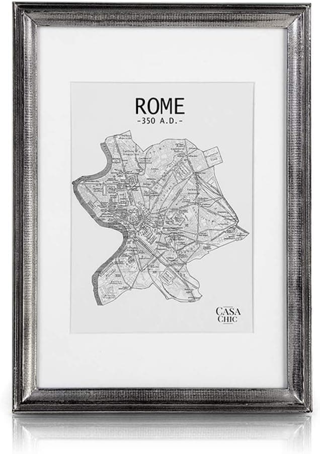 Detalle 2 de Marco Vintage A4 Plata con Paspartú y Cristal Templado 📸