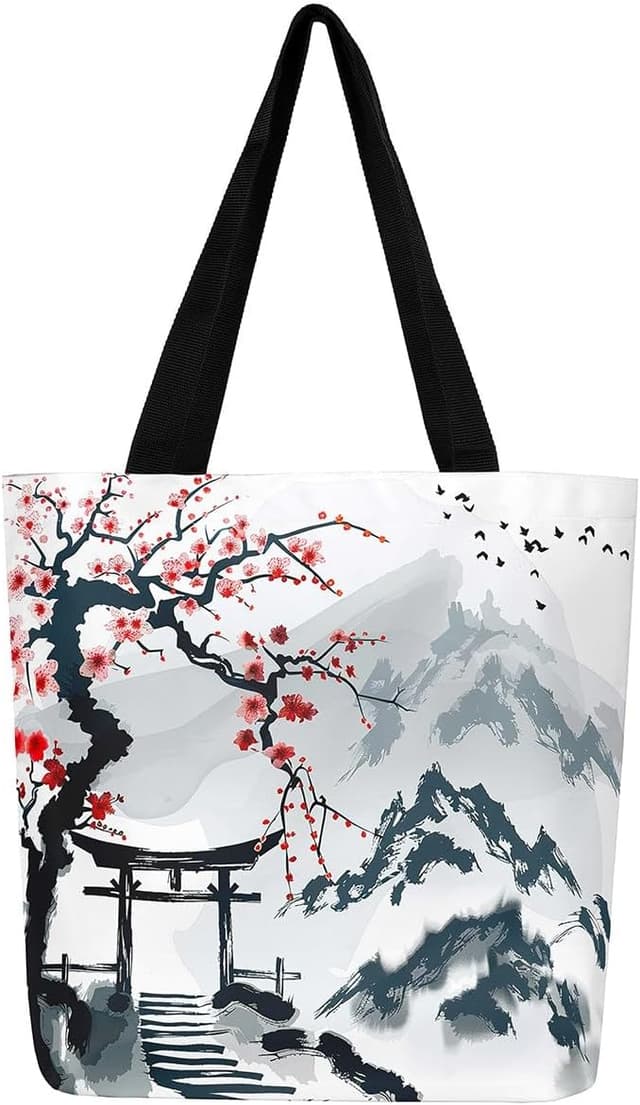 Thumbnail 5 de Homewish Rote Kirschblüten Leinwand Tasche 50×40×15 cm