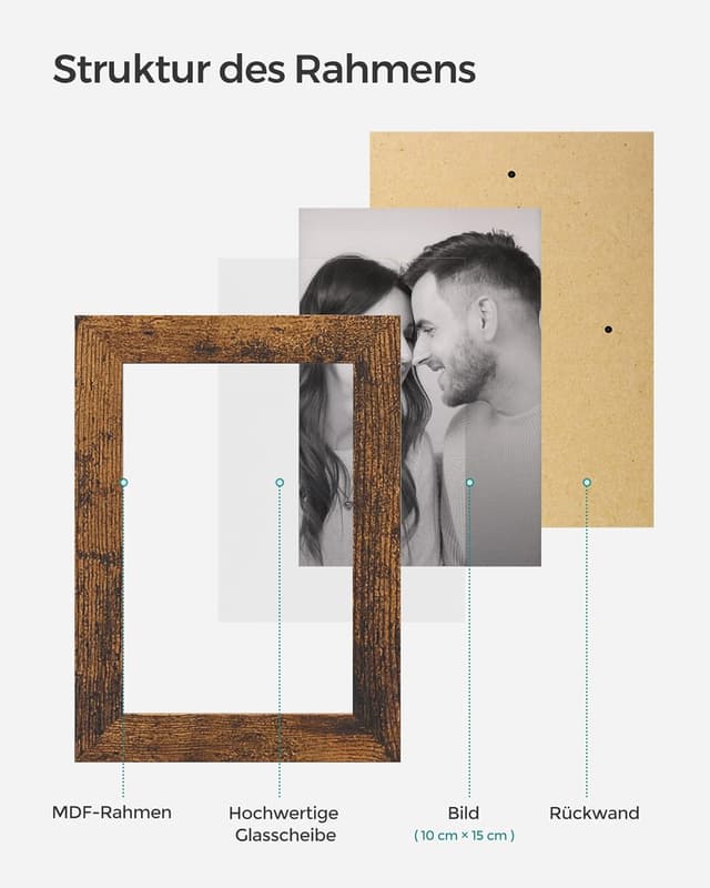 Detalle 1 de SONGMICS Collage-Bilderrahmen 4er Set 10 x 15