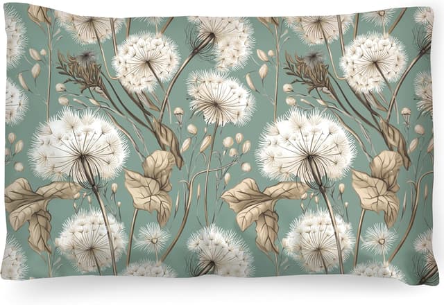 Detalle de PinkZebra Kopfkissenbezug (35 x 40 cm) aus 100% Baumwolle mit Reißverschluss – Löwenzahn Grün