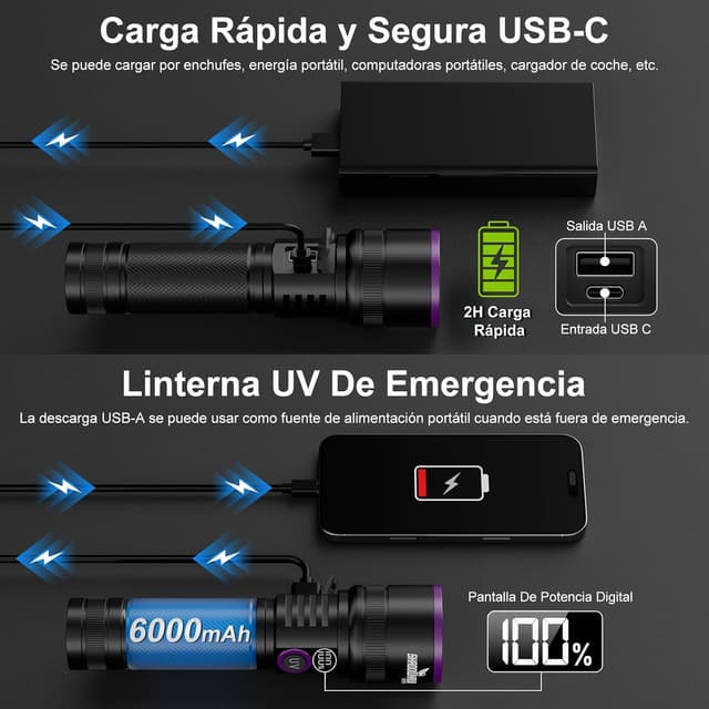 Thumbnail 4 de Shadowhawk S1979 30W 365nm Linterna UV recargable