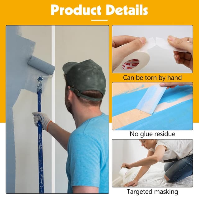 Detalle 2 de Fyguard 5 Rolls Painters Tape (White) 24mm x 50m – residue-free masking tape for multi-surface painting