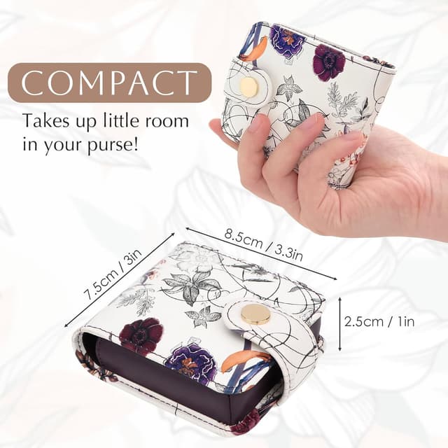 Detalle de Kilofly Genuine Leather Double Lipstick Case with Mirror and Gift Box (Flower 04)