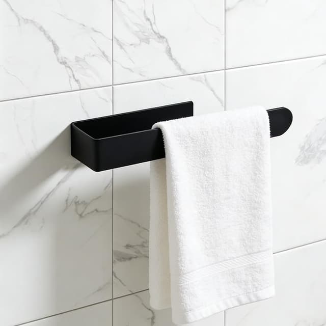 Detalle de Porta Asciugamani Adesivo da Parete 22 cm in acciaio inox 304 SUS304 con adesivo 3M, nero opaco