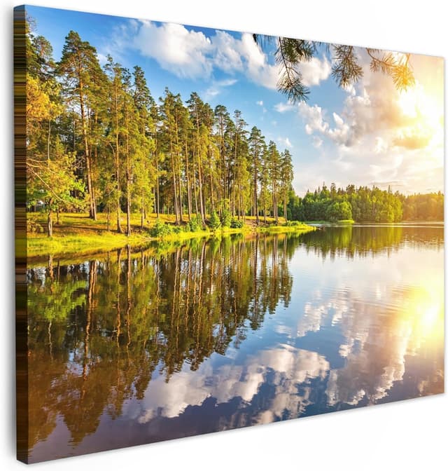 Detalle de Tableau toile 70x50 Eau Arbres nature