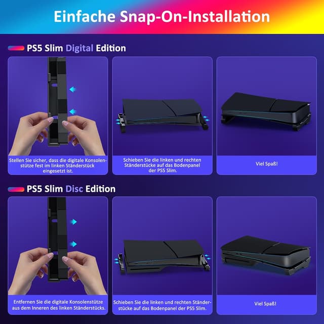 Thumbnail 6 de NexiGo Horizontal Stand für PS5 Slim: Standfuß im minimalistischen Design (für Disc & Digital), Schwarz