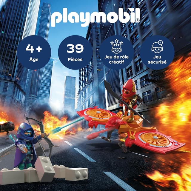 Detalle 2 de Playmobil Heroes 71833 – Drone des héros contre le méchant Ninja